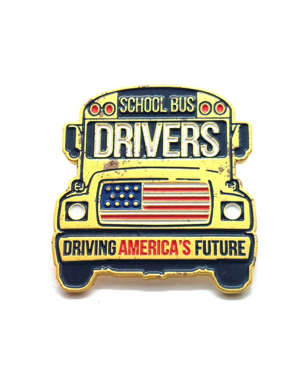 School Bus Drivers Pin Driving Americas Future Yellow USA Flag Appreciation VTG